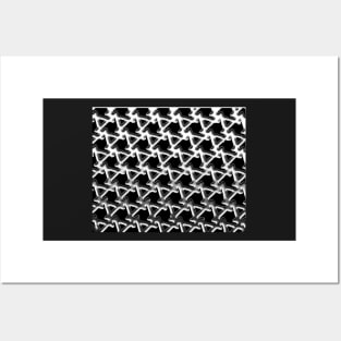 Black white and grey triangle chainmail Posters and Art